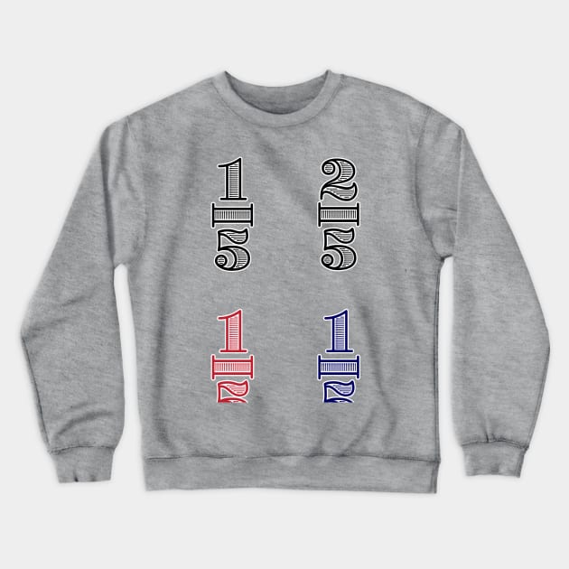 One Fifth, Two Fifth, Red Fifth, Blue Fifth Crewneck Sweatshirt by photokapi